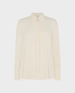 Pintuck Placket Detail Silk Blend Shirt