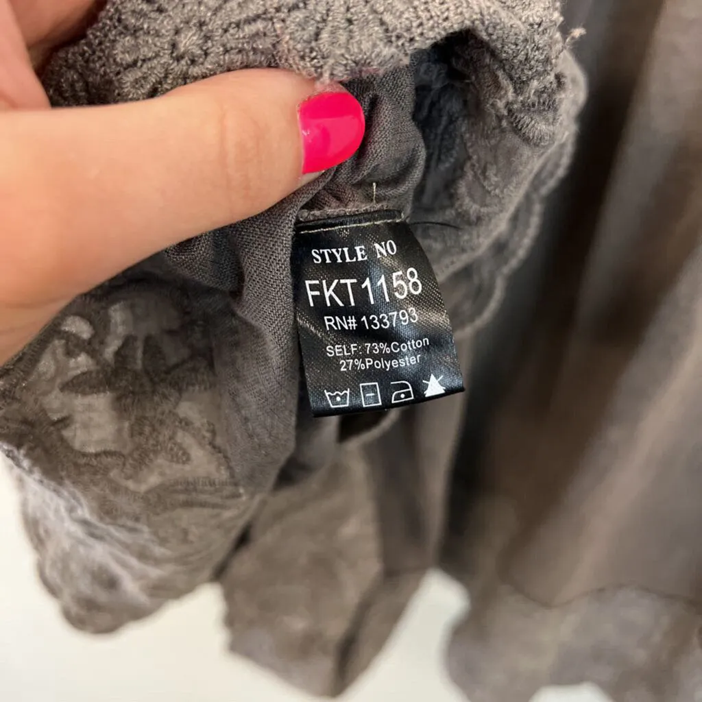POL Brown/ Grey Lace Detail Tank Top Small