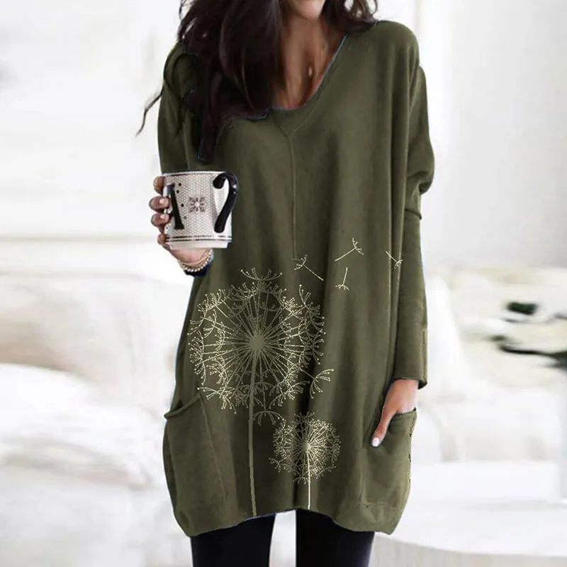 Print Loose Long Blouse