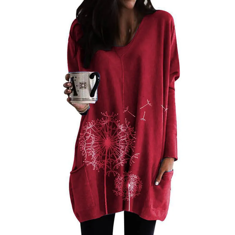 Print Loose Long Blouse