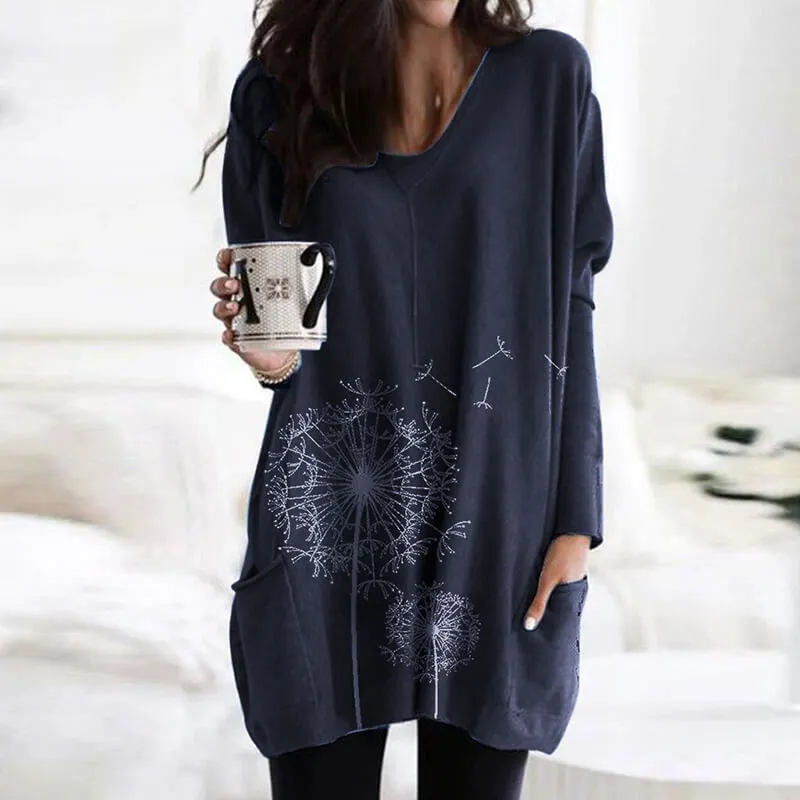 Print Loose Long Blouse