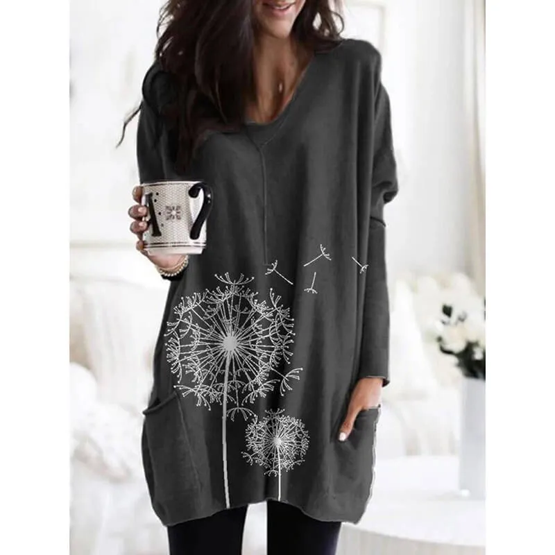 Print Loose Long Blouse