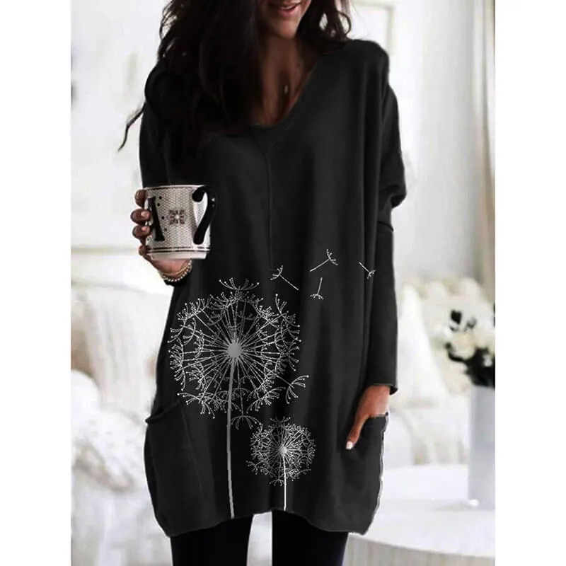 Print Loose Long Blouse