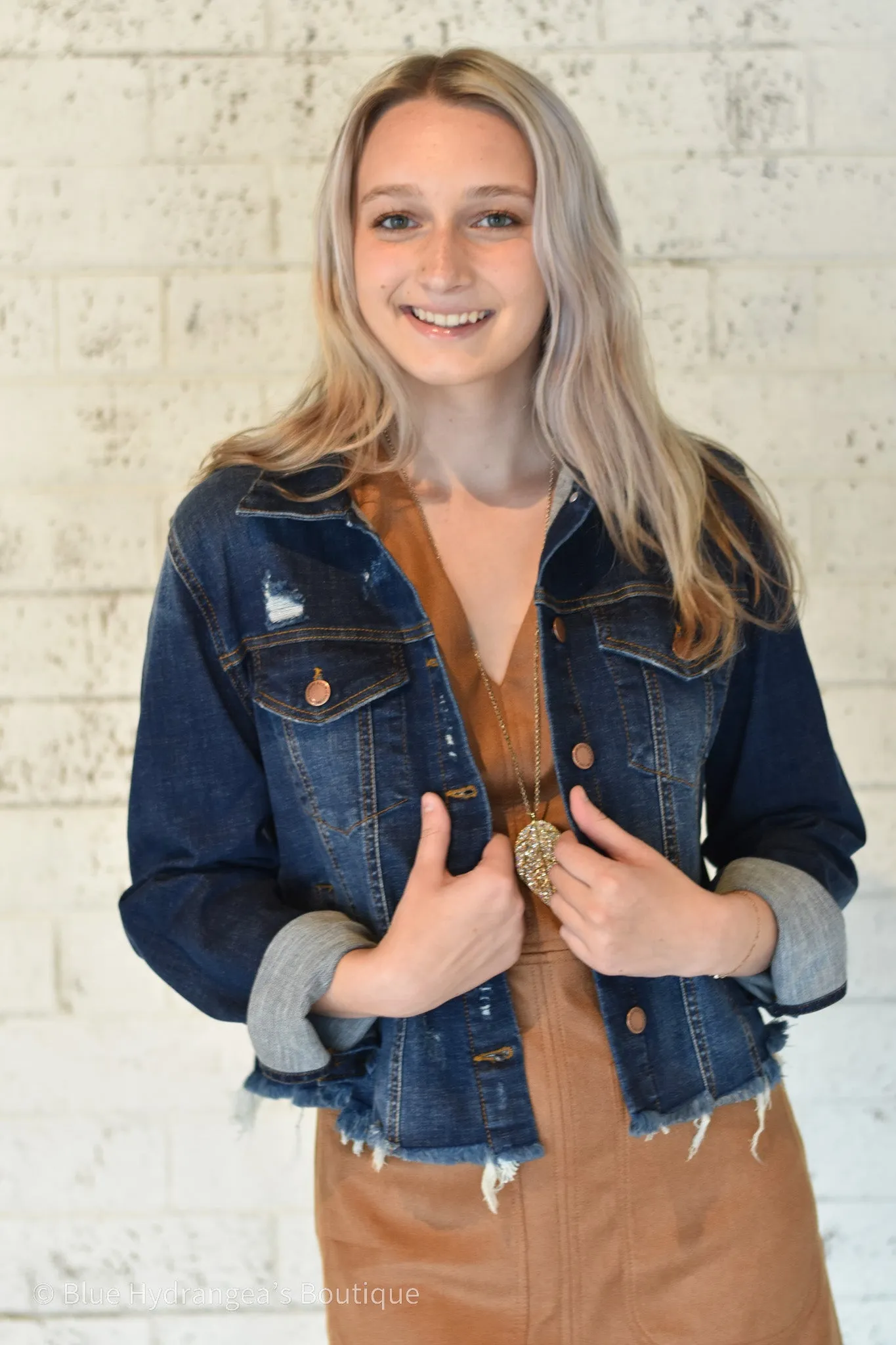 Risen Frayed Hem Denim Jacket