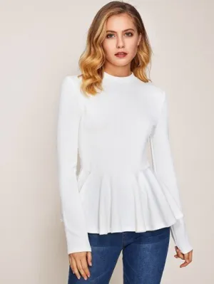 Ruffle Hem Peplum Top