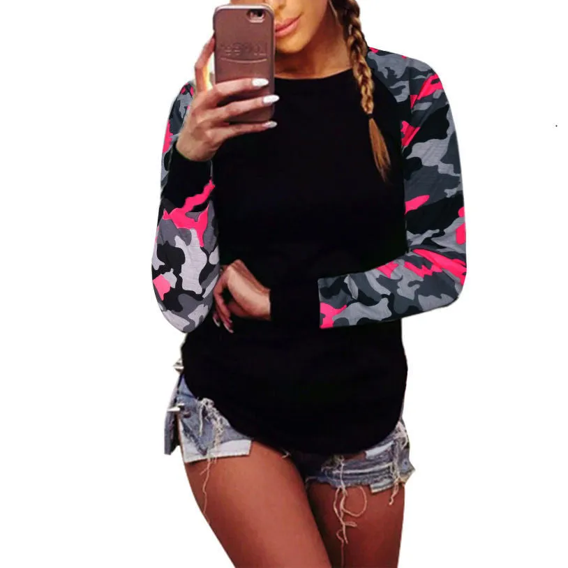 Scoop Patchwork Long Sleeves Regular Blouse