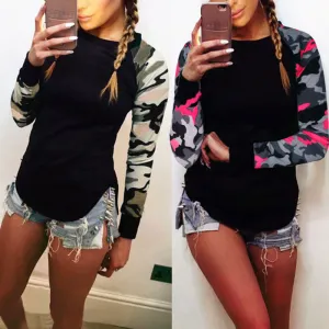 Scoop Patchwork Long Sleeves Regular Blouse