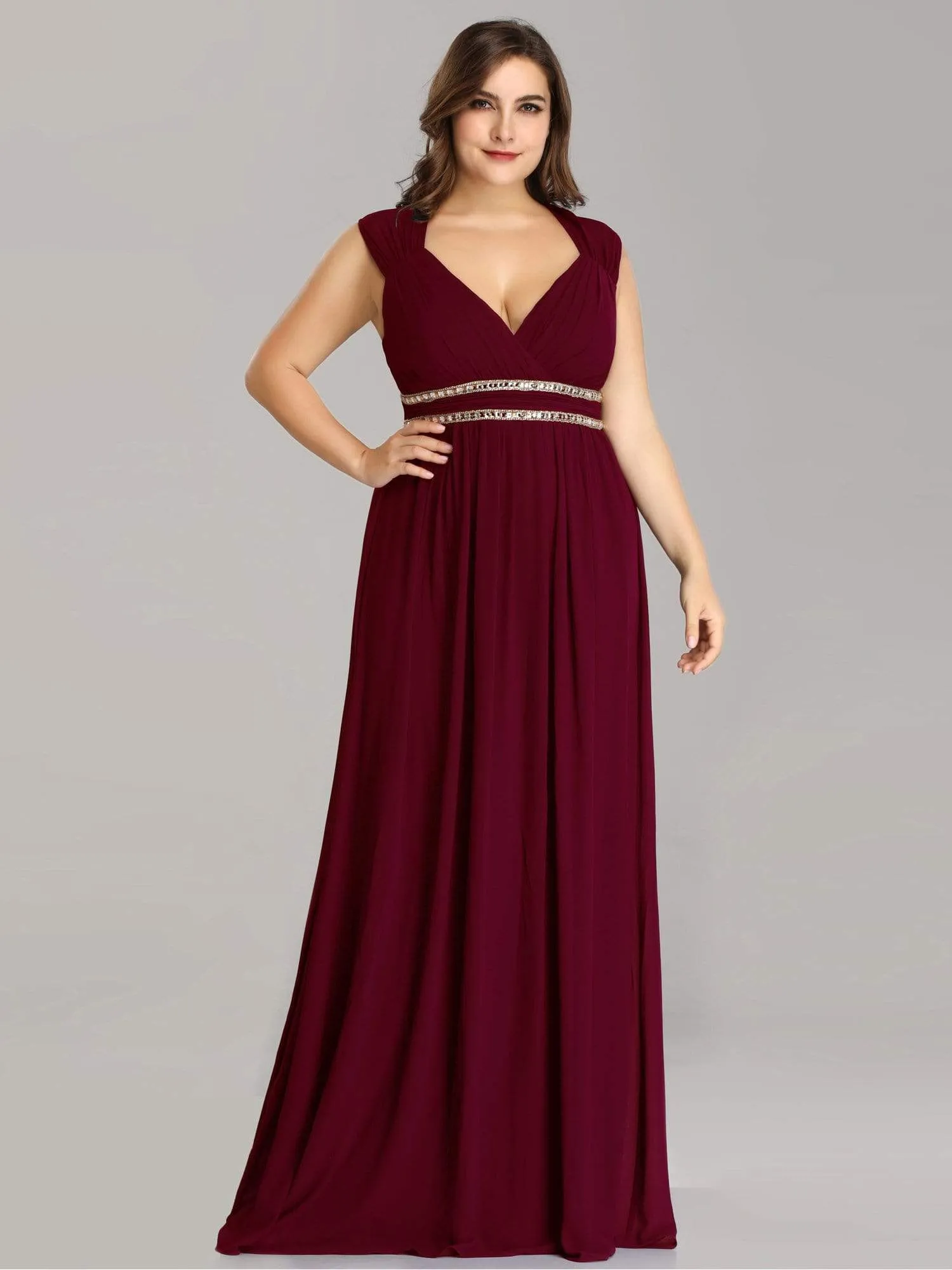 Sleeveless Grecian Style Plus Size formal Evening Dresses