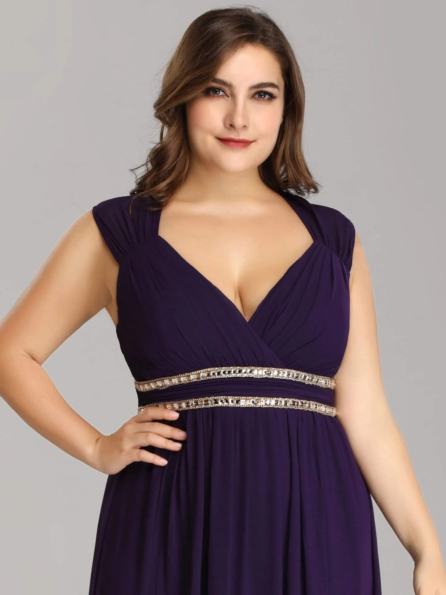 Sleeveless Grecian Style Plus Size formal Evening Dresses