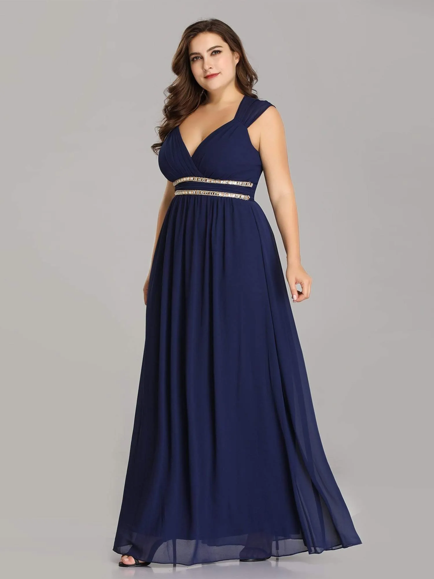 Sleeveless Grecian Style Plus Size formal Evening Dresses