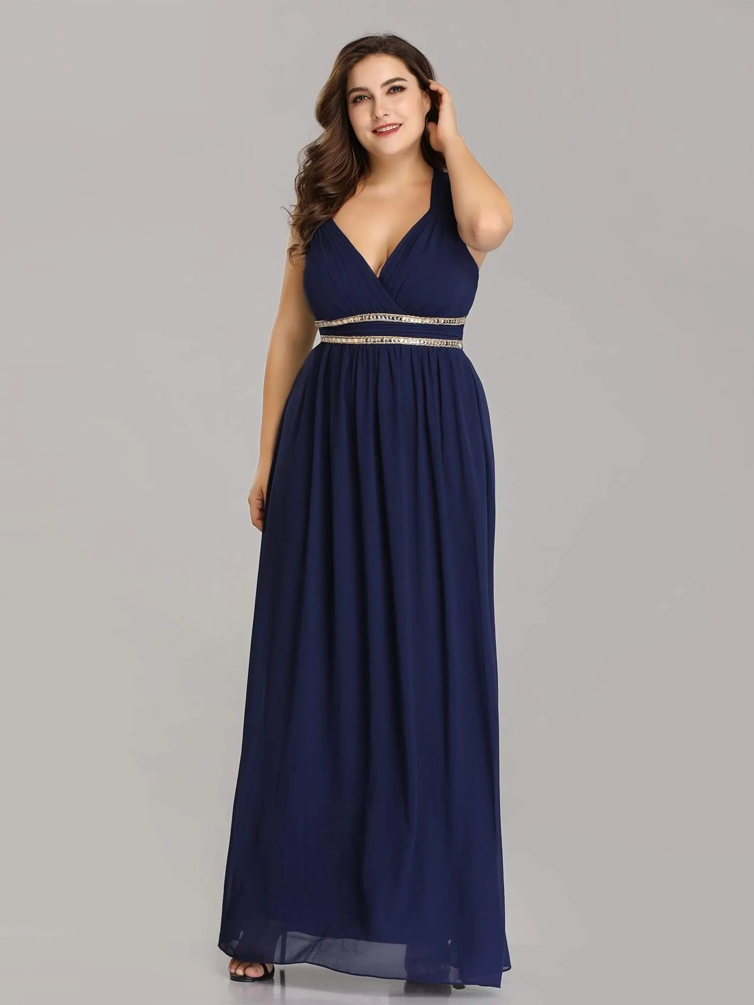 Sleeveless Grecian Style Plus Size formal Evening Dresses