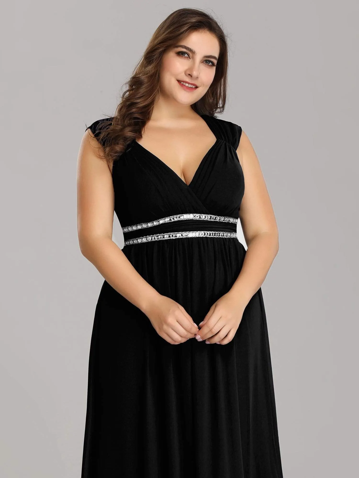 Sleeveless Grecian Style Plus Size formal Evening Dresses