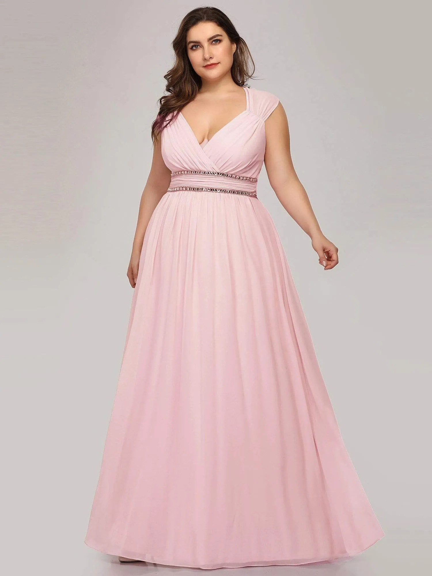 Sleeveless Grecian Style Plus Size formal Evening Dresses