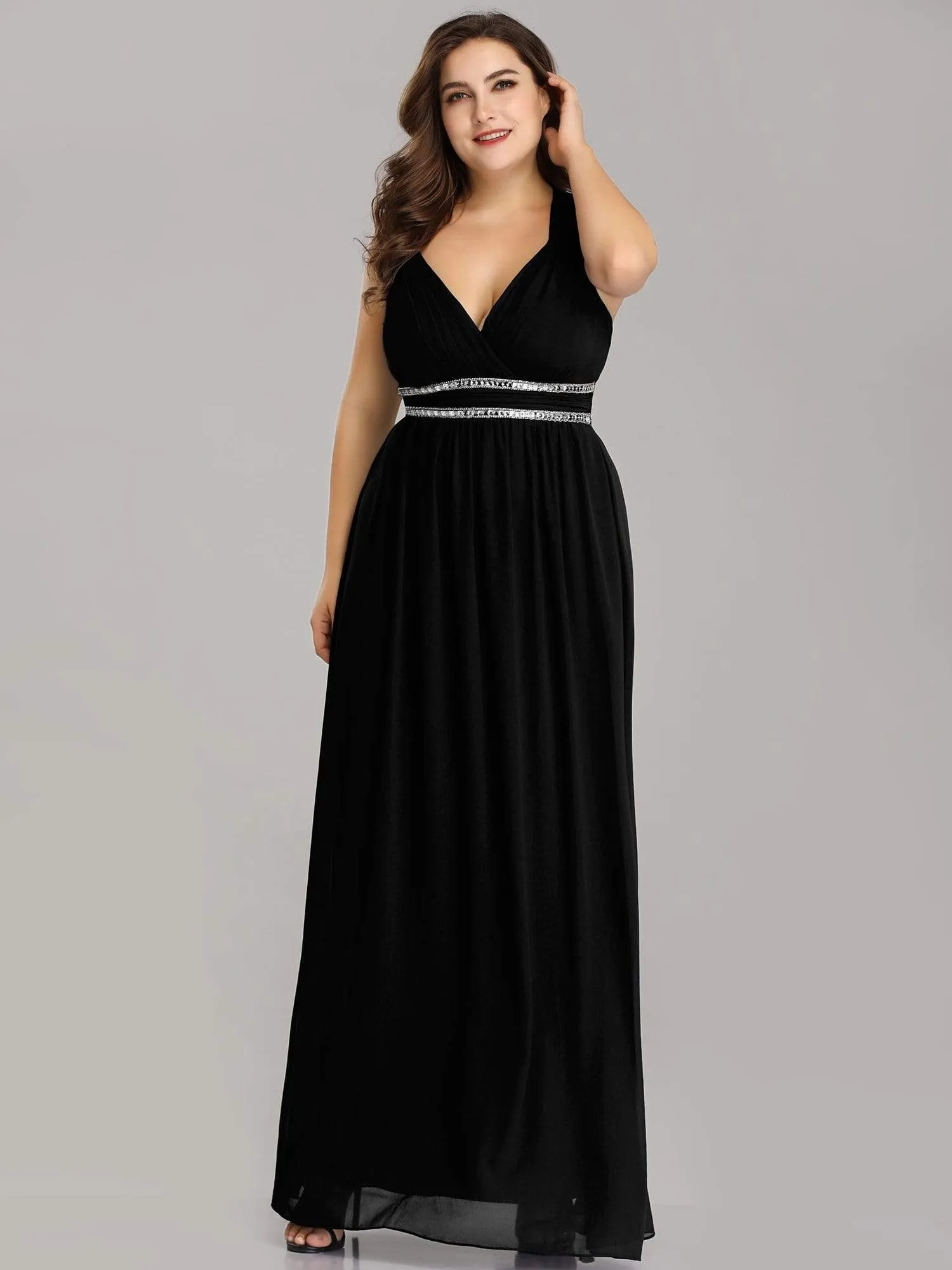 Sleeveless Grecian Style Plus Size formal Evening Dresses