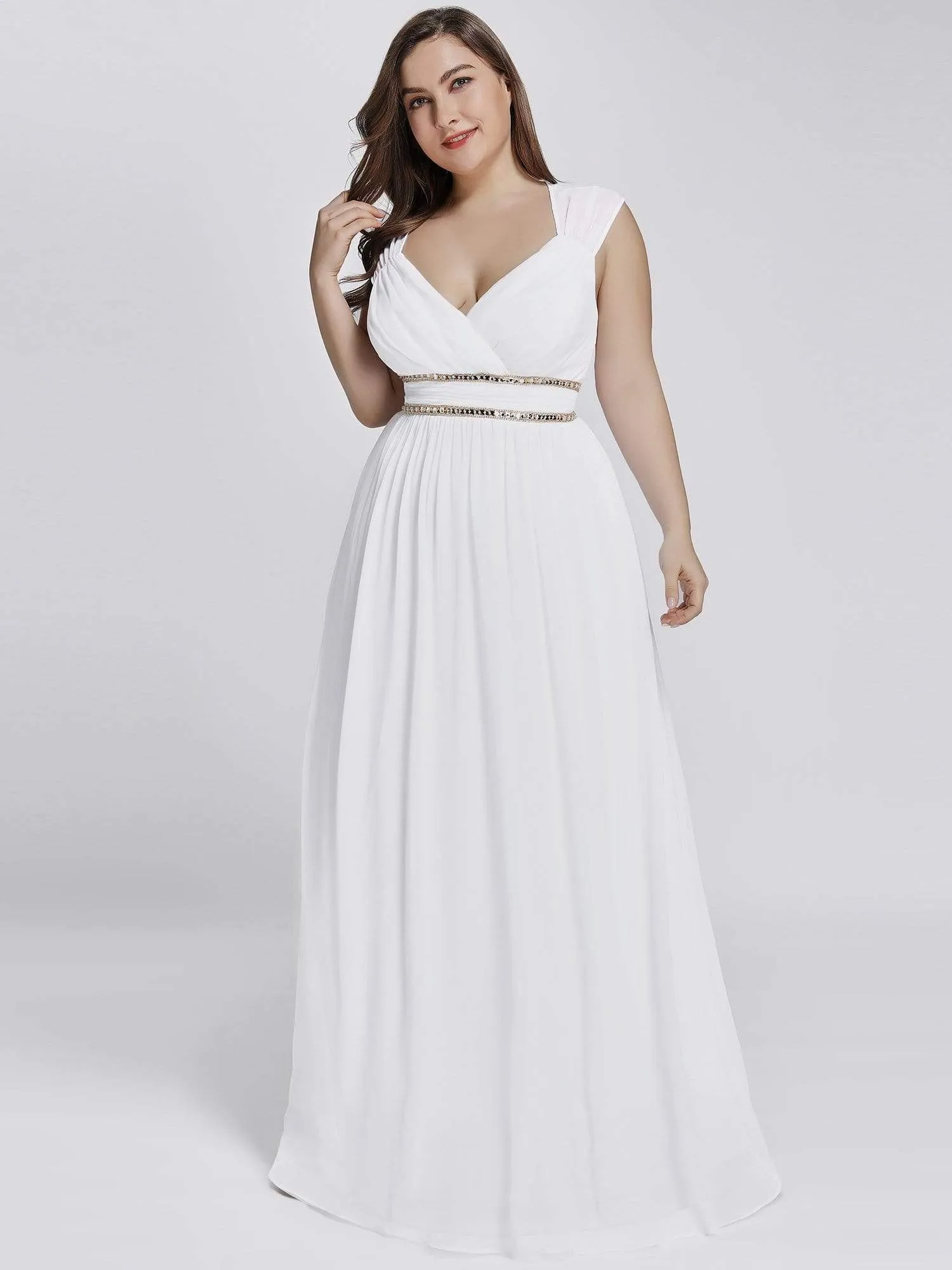 Sleeveless Grecian Style Plus Size formal Evening Dresses