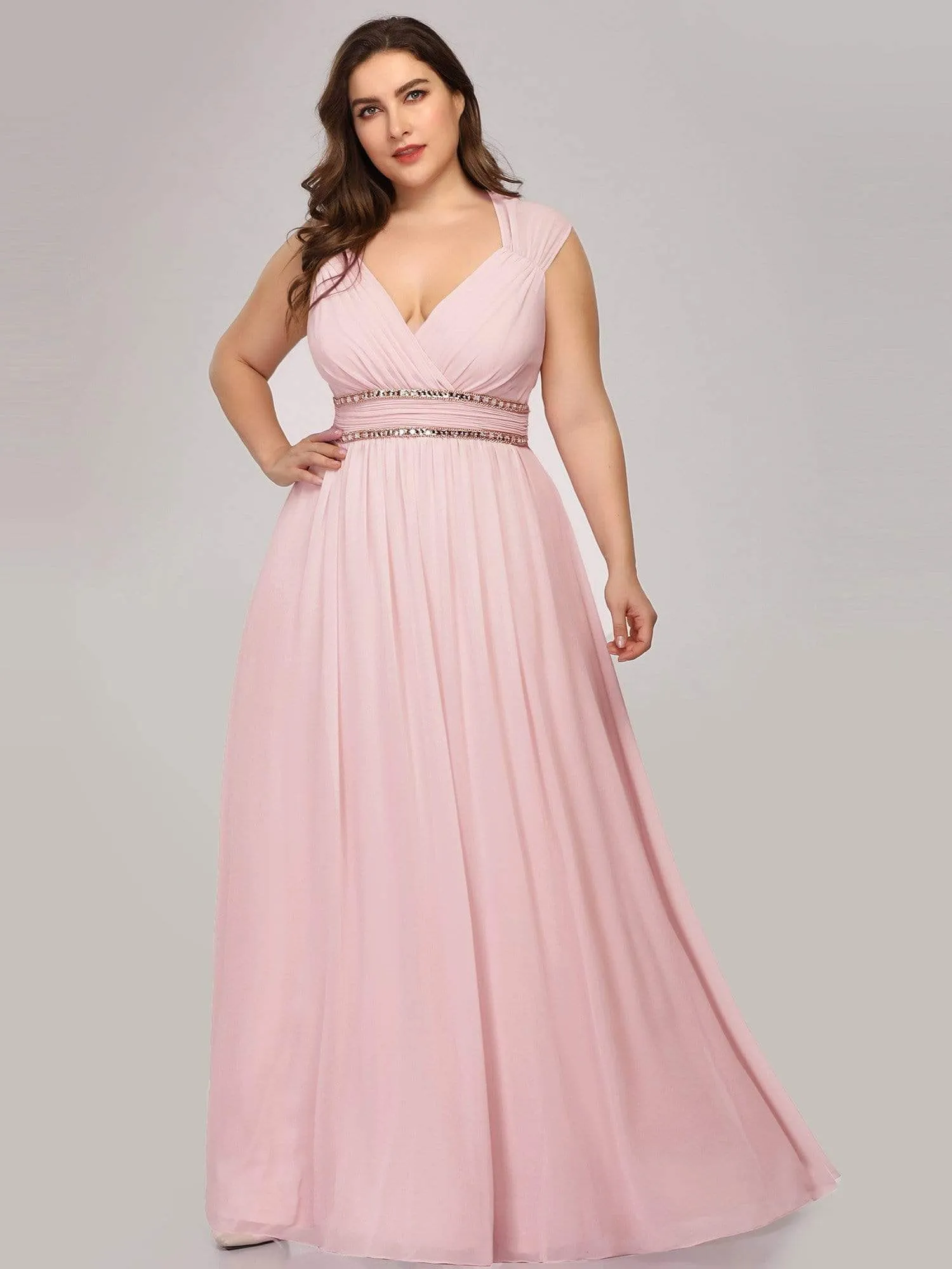 Sleeveless Grecian Style Plus Size formal Evening Dresses