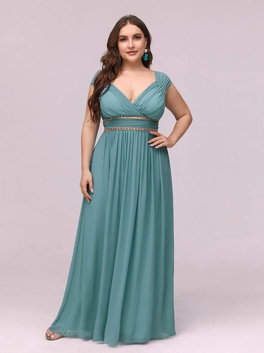 Sleeveless Grecian Style Plus Size formal Evening Dresses