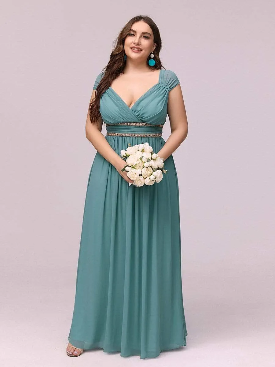 Sleeveless Grecian Style Plus Size formal Evening Dresses
