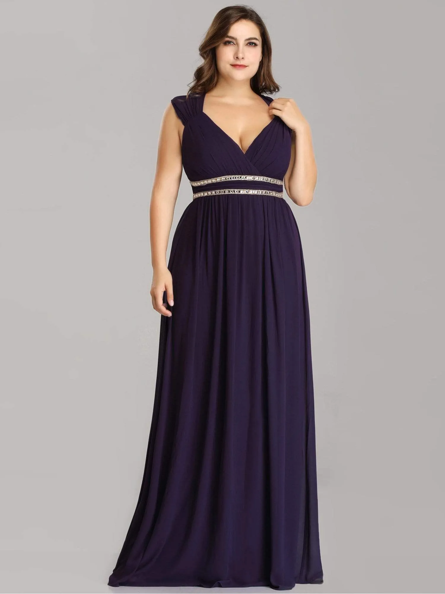 Sleeveless Grecian Style Plus Size formal Evening Dresses