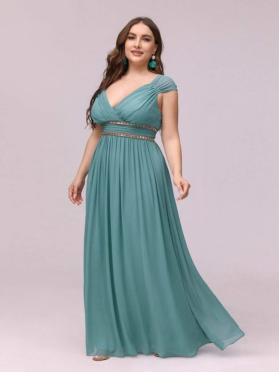 Sleeveless Grecian Style Plus Size formal Evening Dresses
