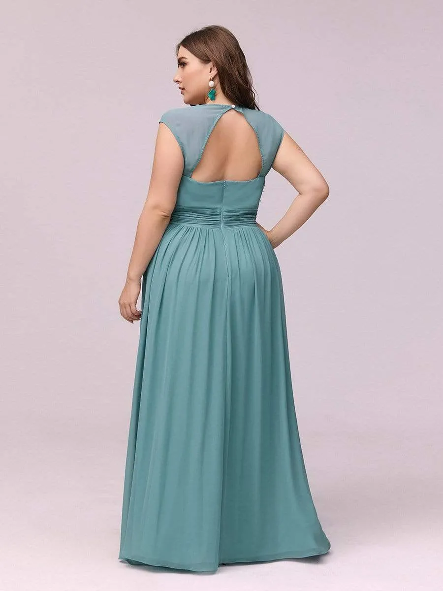 Sleeveless Grecian Style Plus Size formal Evening Dresses