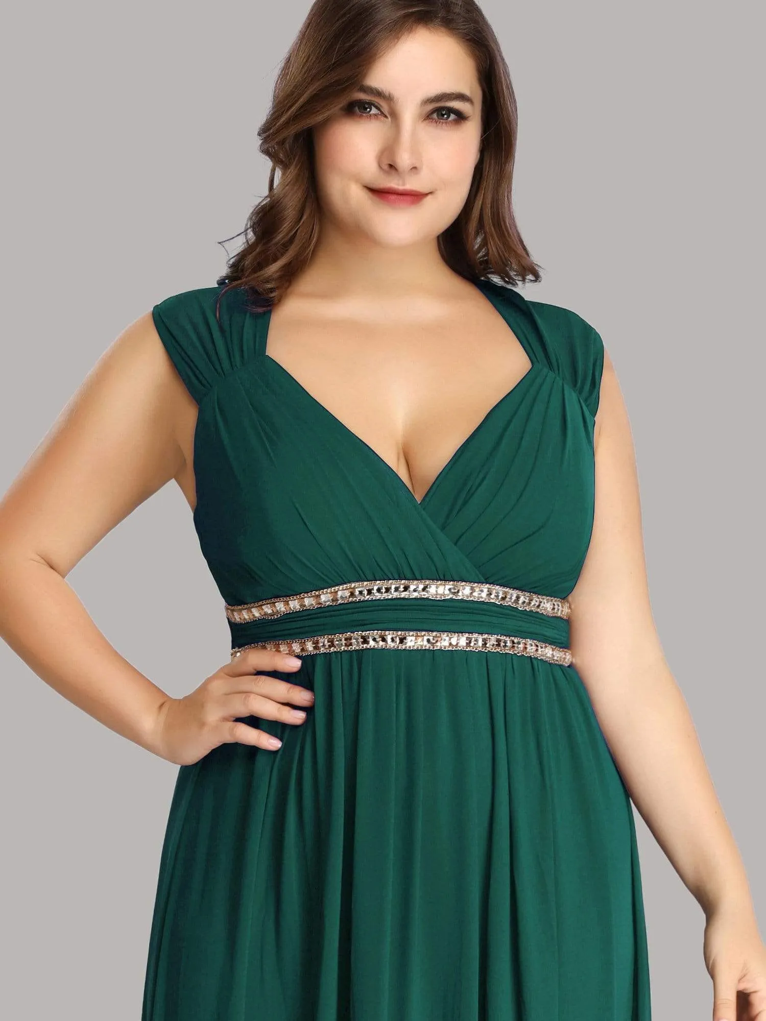 Sleeveless Grecian Style Plus Size formal Evening Dresses