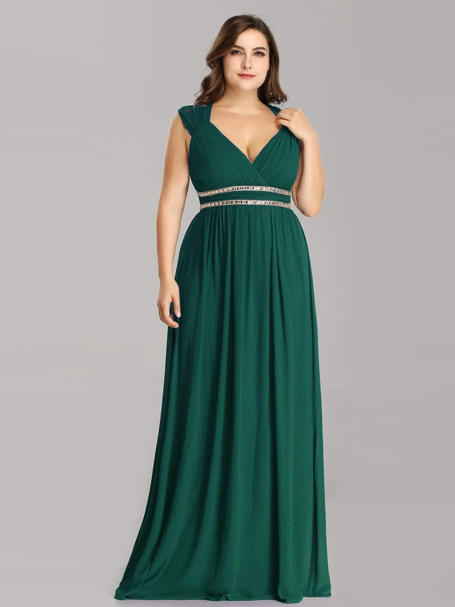 Sleeveless Grecian Style Plus Size formal Evening Dresses