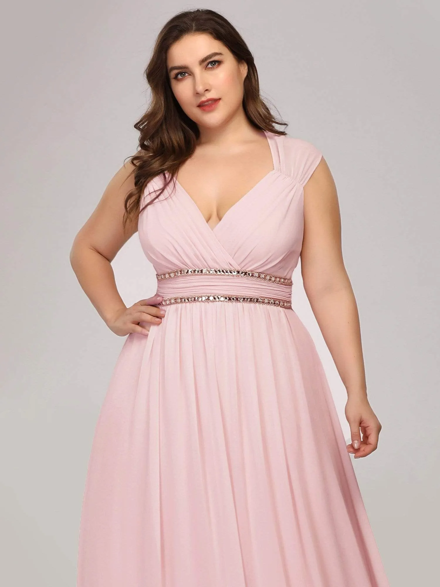 Sleeveless Grecian Style Plus Size formal Evening Dresses