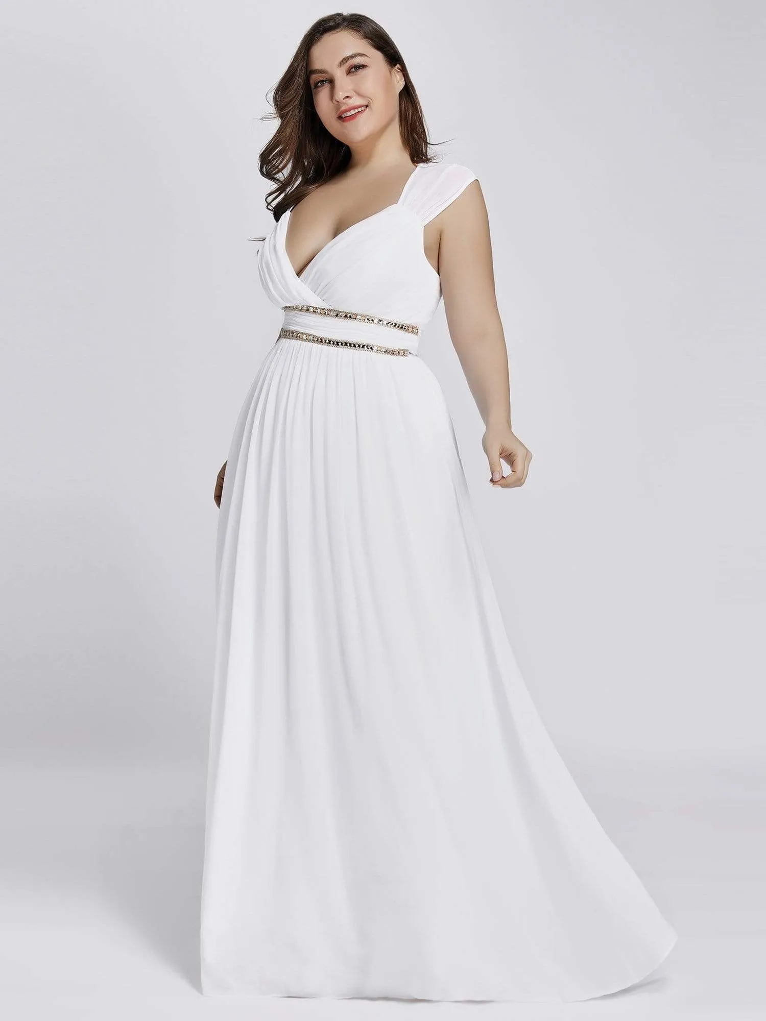 Sleeveless Grecian Style Plus Size formal Evening Dresses