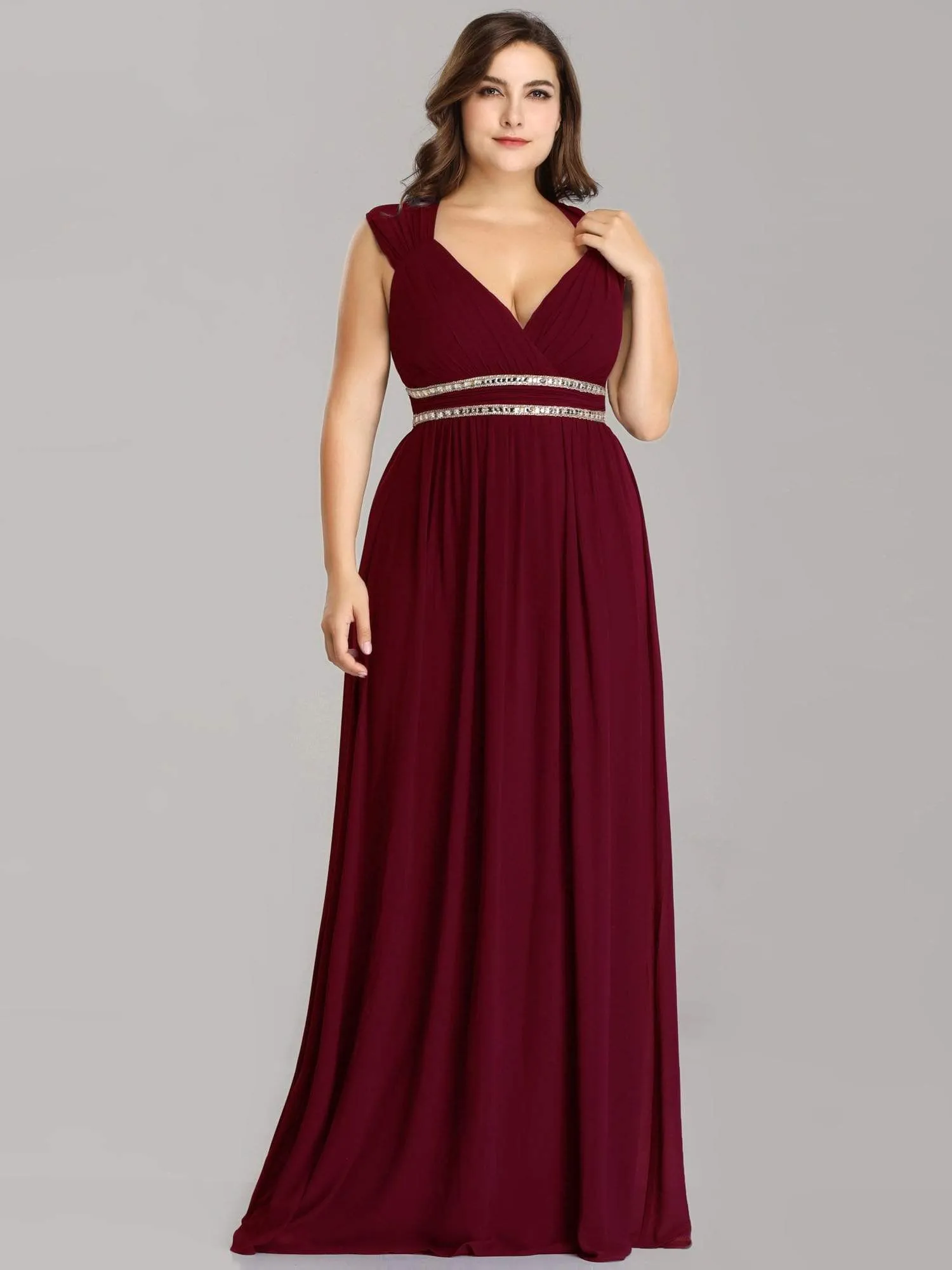 Sleeveless Grecian Style Plus Size formal Evening Dresses
