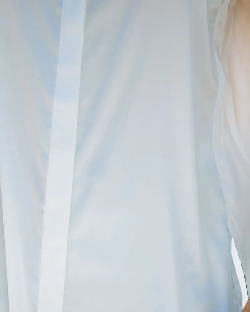 Sleeveless Satin Button Down Shirt
