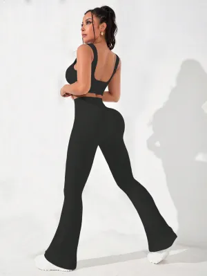 Solid Wide Waistband Yoga Tank & Pant Set SS24