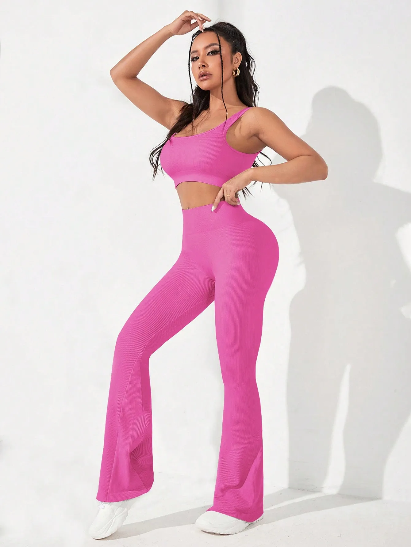 Solid Wide Waistband Yoga Tank & Pant Set SS24