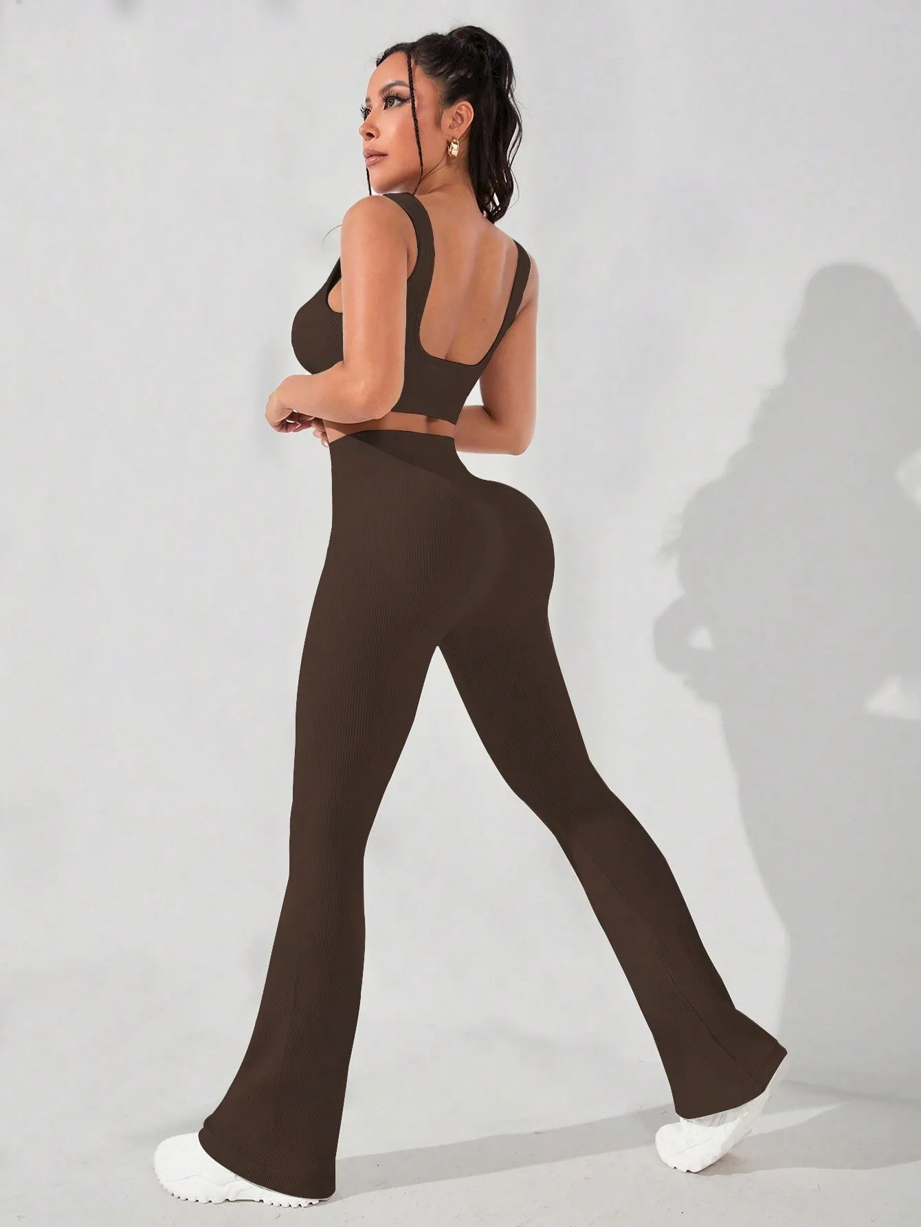 Solid Wide Waistband Yoga Tank & Pant Set SS24