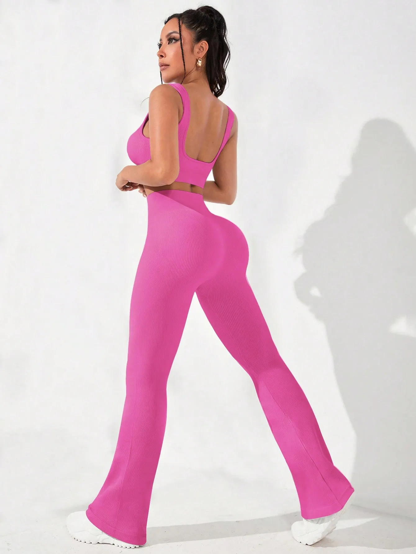 Solid Wide Waistband Yoga Tank & Pant Set SS24