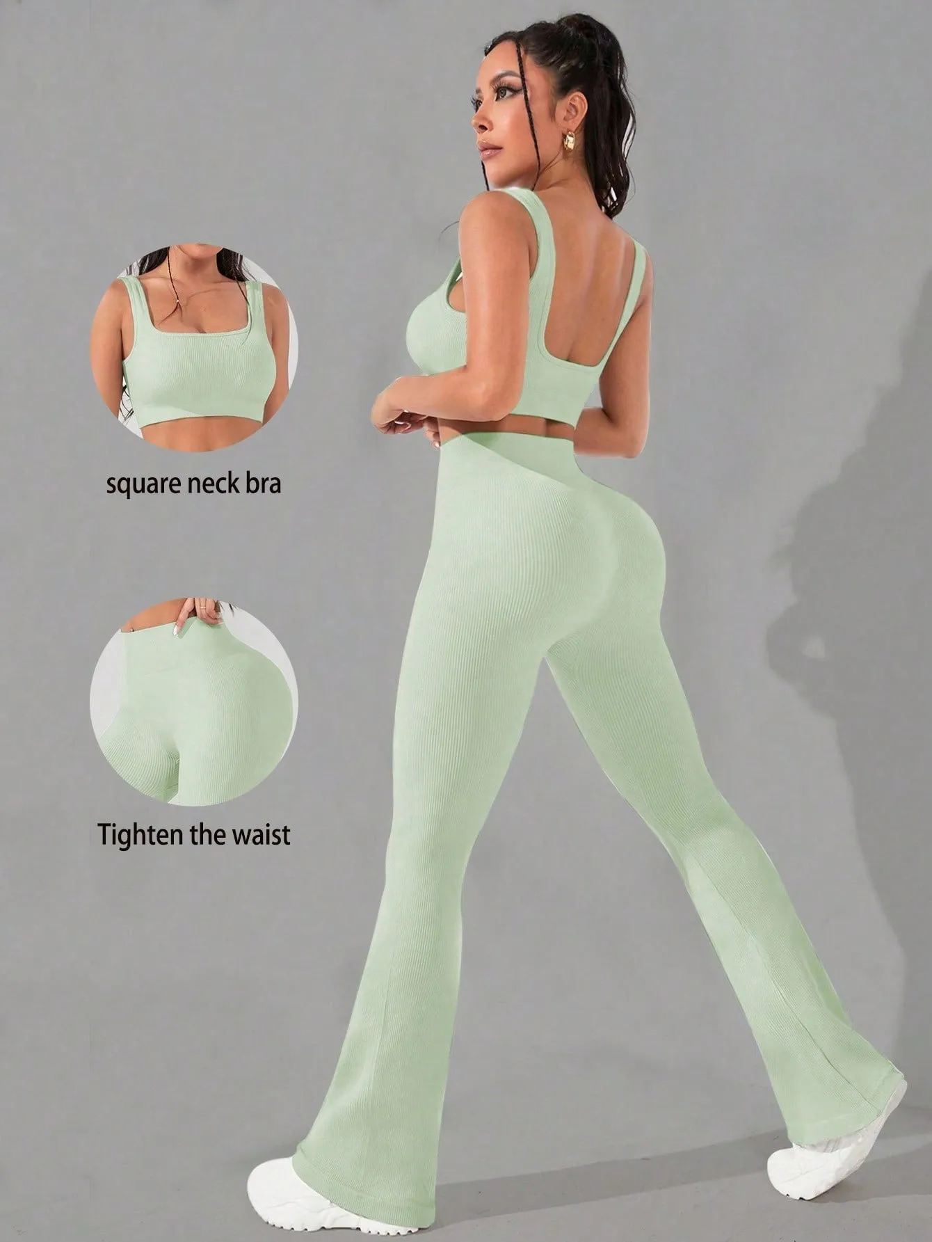 Solid Wide Waistband Yoga Tank & Pant Set SS24