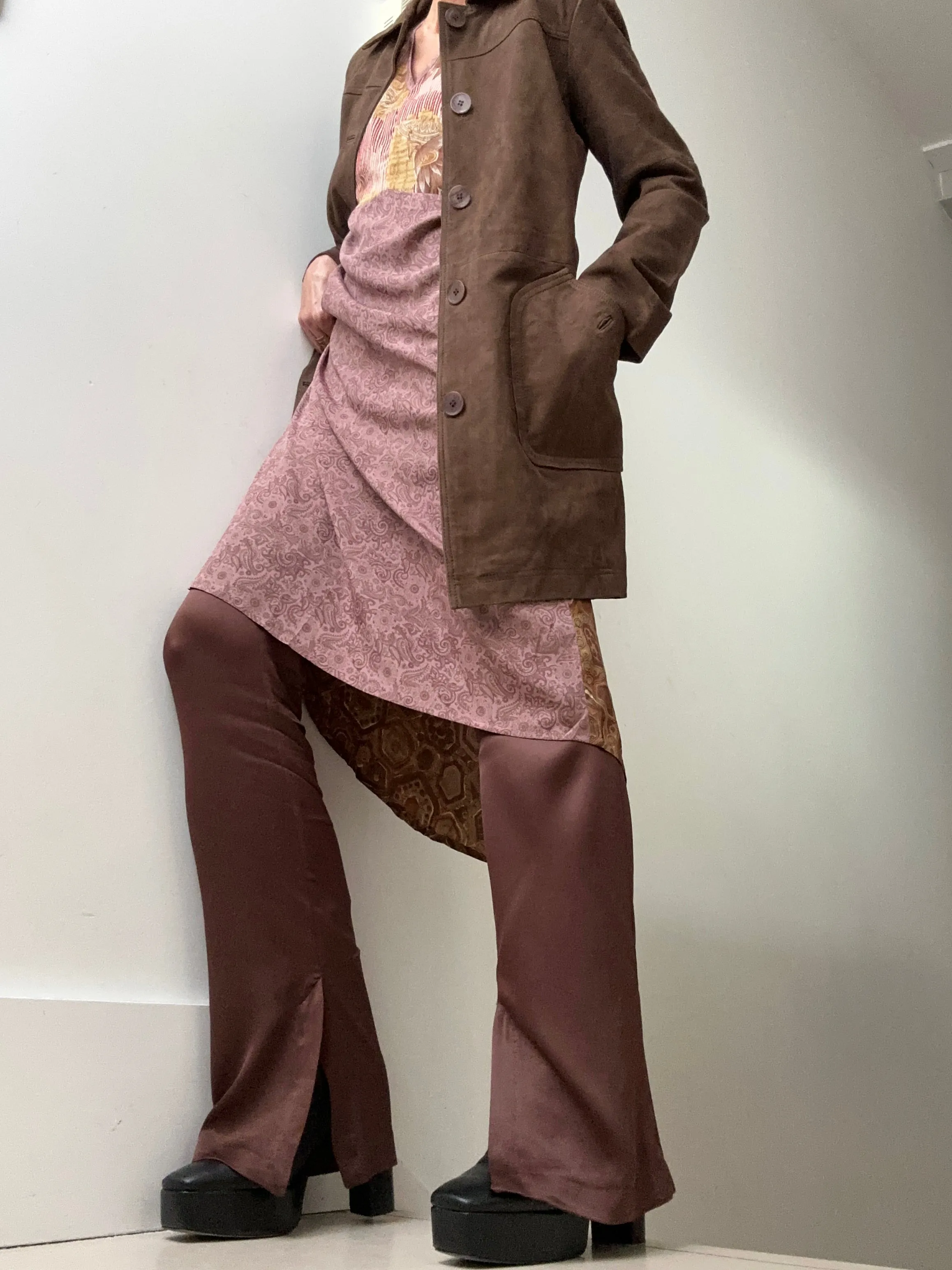 Suede Coat With Pocket Detail