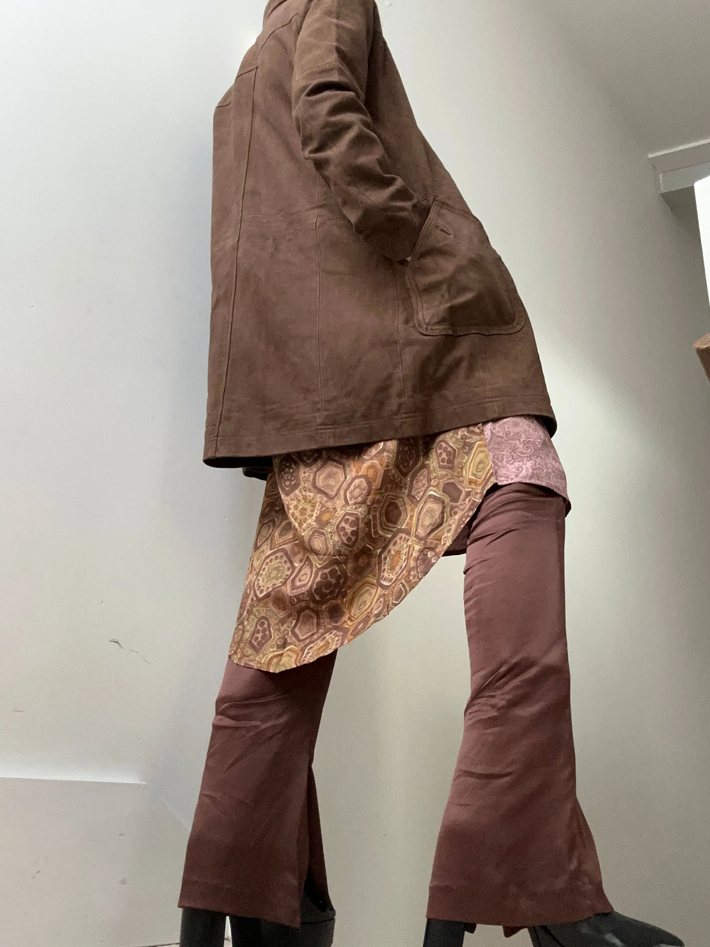 Suede Coat With Pocket Detail