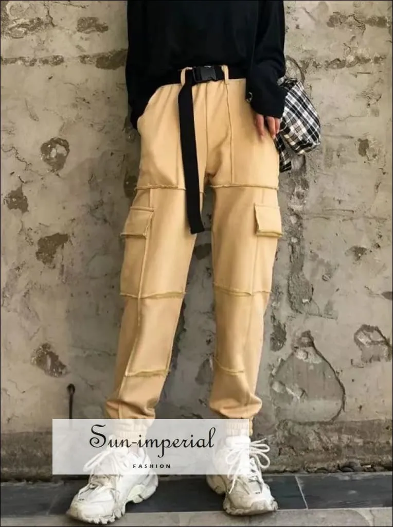 Sun-imperial Women Blue Elasticated Waist Pintuck Sweatpants with Pockets Details Lightweight Cargo
