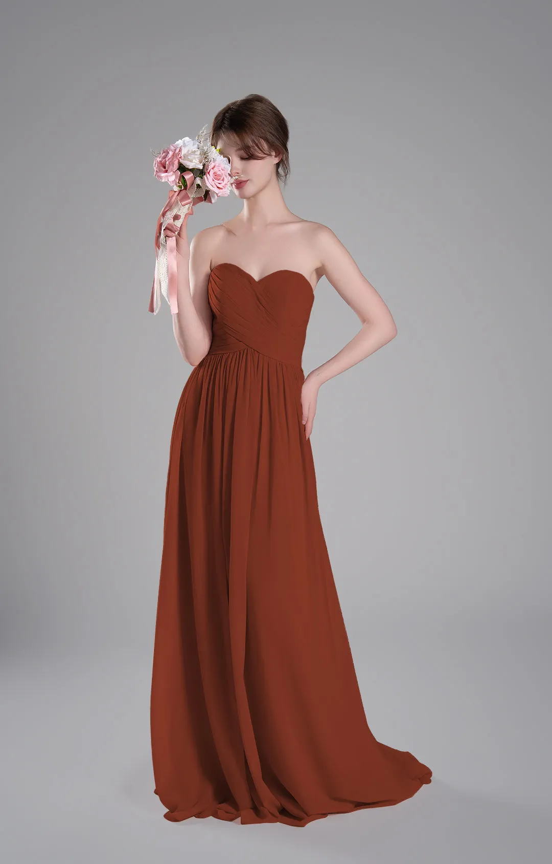 Sweetheart Neck Pleated Flowing A-Line Silhouette Dresses
