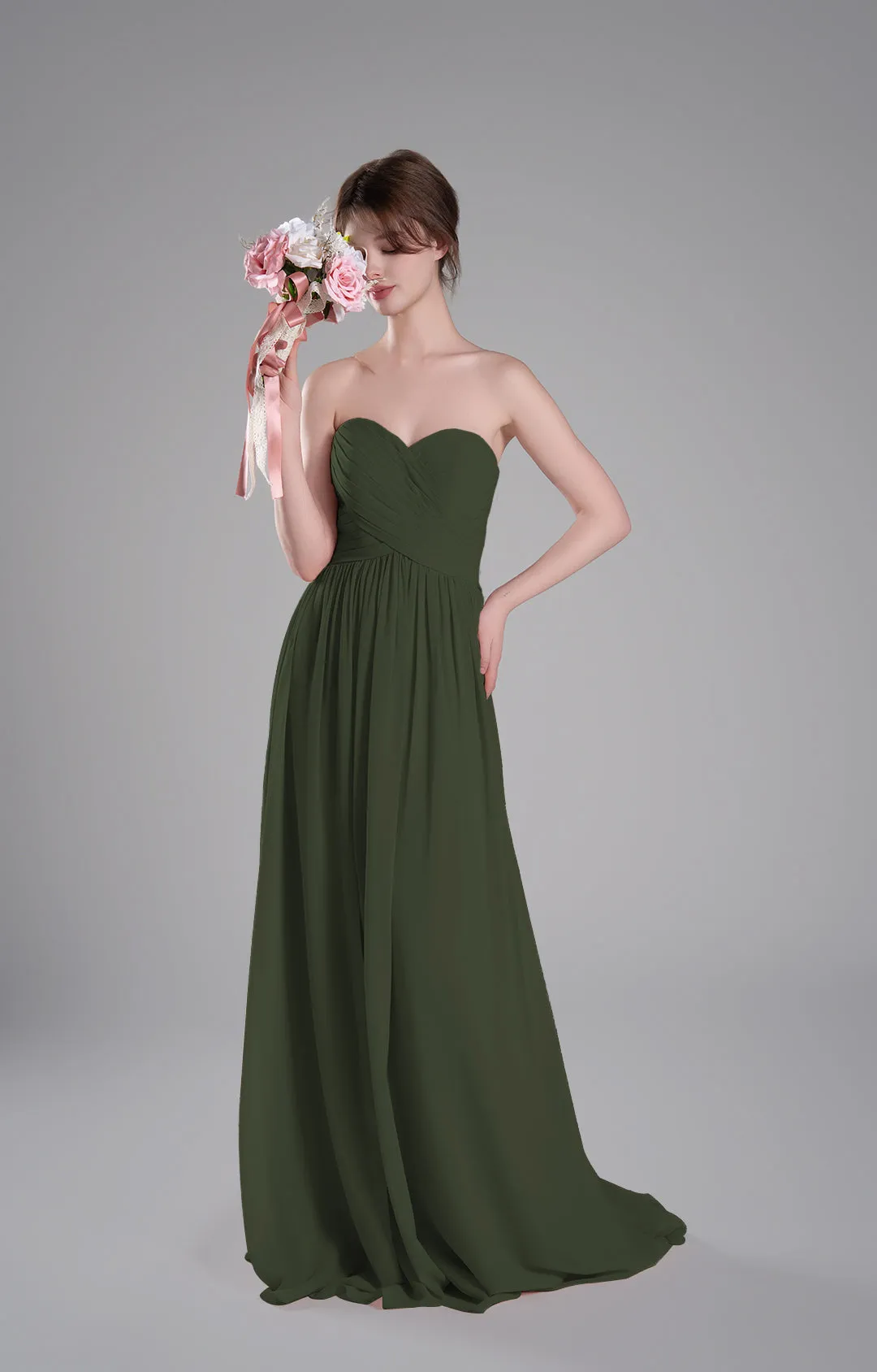 Sweetheart Neck Pleated Flowing A-Line Silhouette Dresses