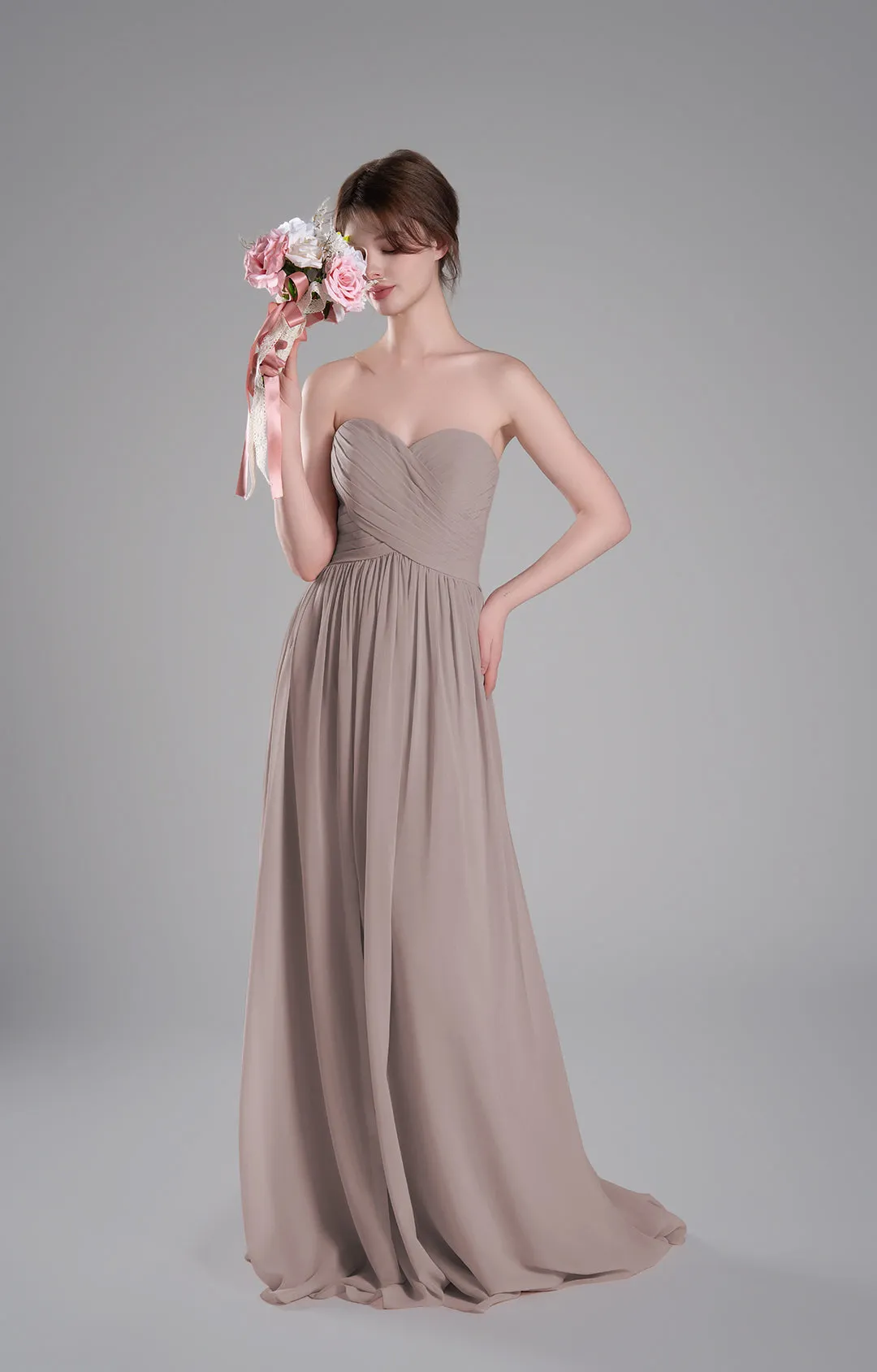 Sweetheart Neck Pleated Flowing A-Line Silhouette Dresses
