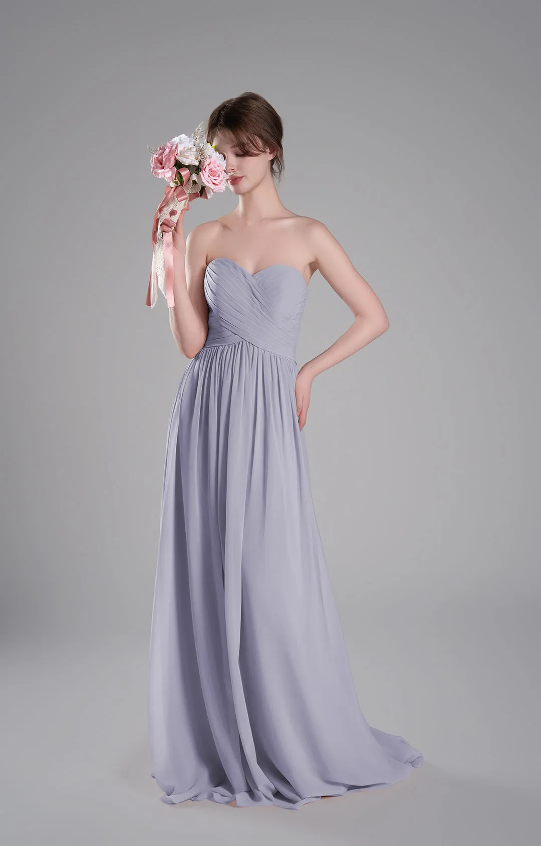 Sweetheart Neck Pleated Flowing A-Line Silhouette Dresses