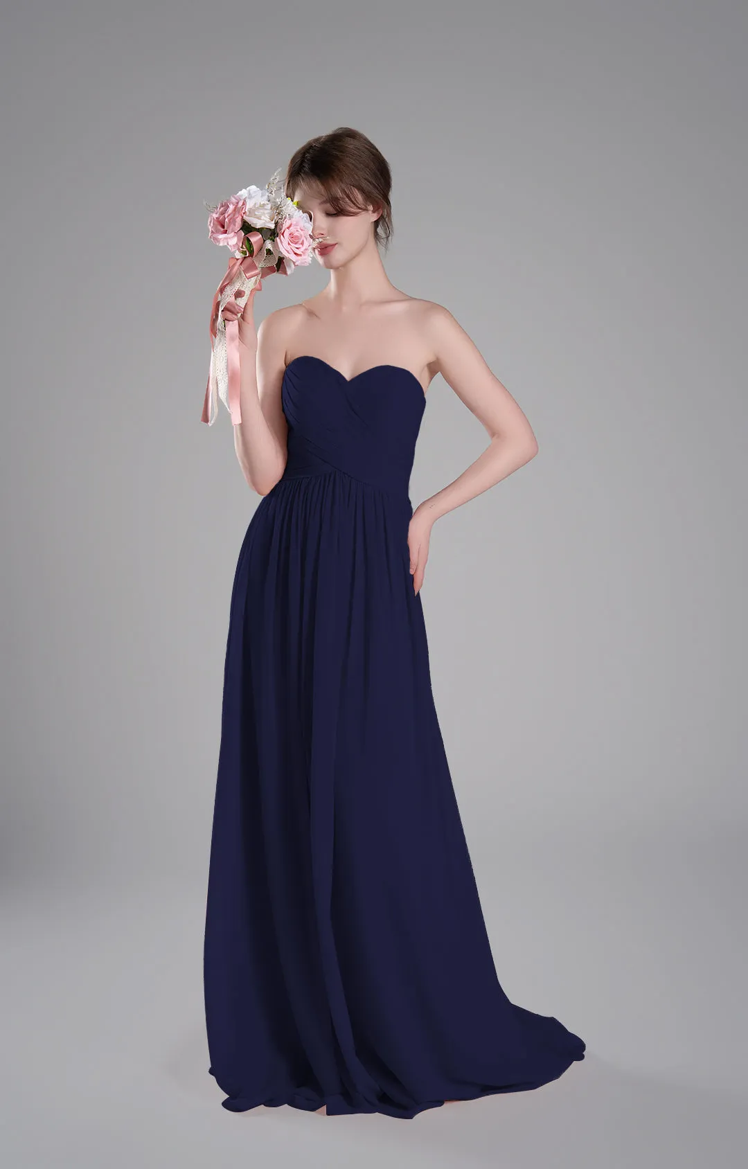 Sweetheart Neck Pleated Flowing A-Line Silhouette Dresses