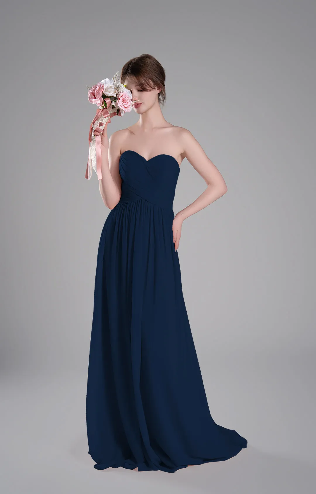 Sweetheart Neck Pleated Flowing A-Line Silhouette Dresses