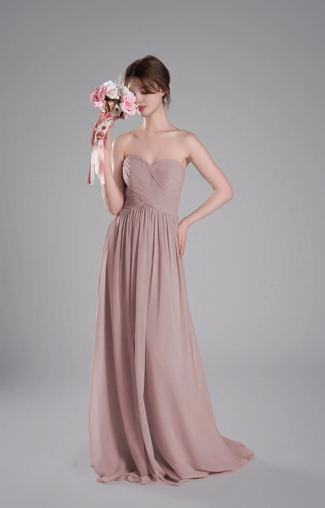 Sweetheart Neck Pleated Flowing A-Line Silhouette Dresses