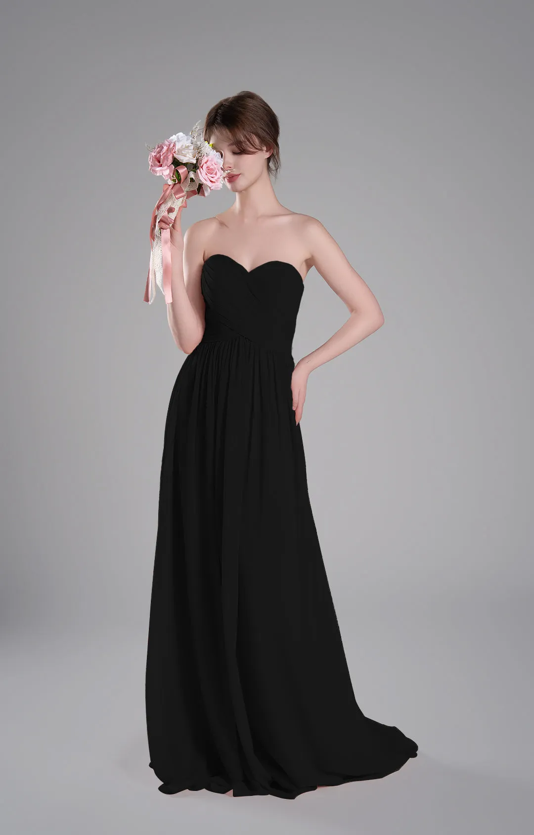 Sweetheart Neck Pleated Flowing A-Line Silhouette Dresses