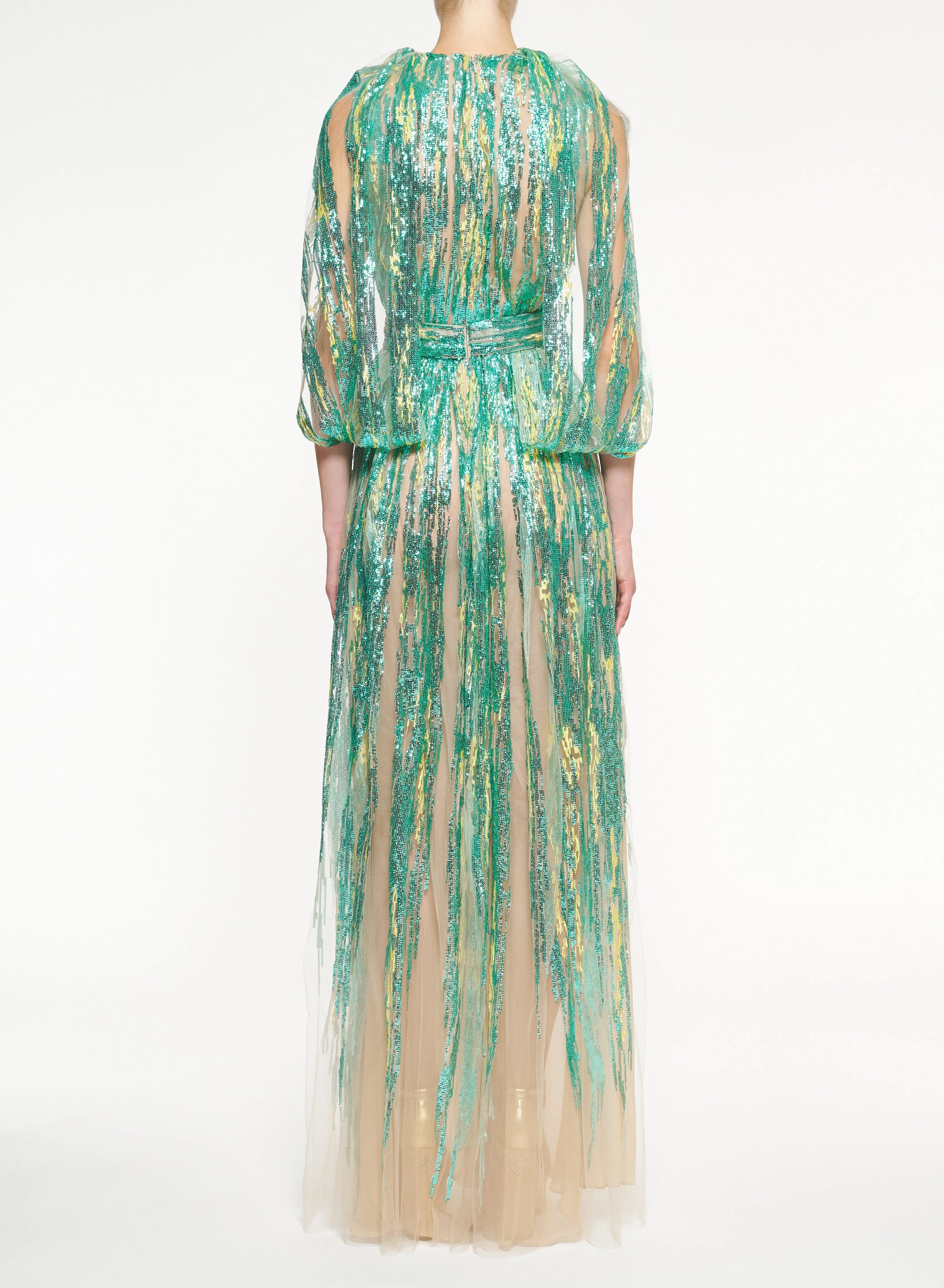 Tulle Embroidered V-Neck Dress