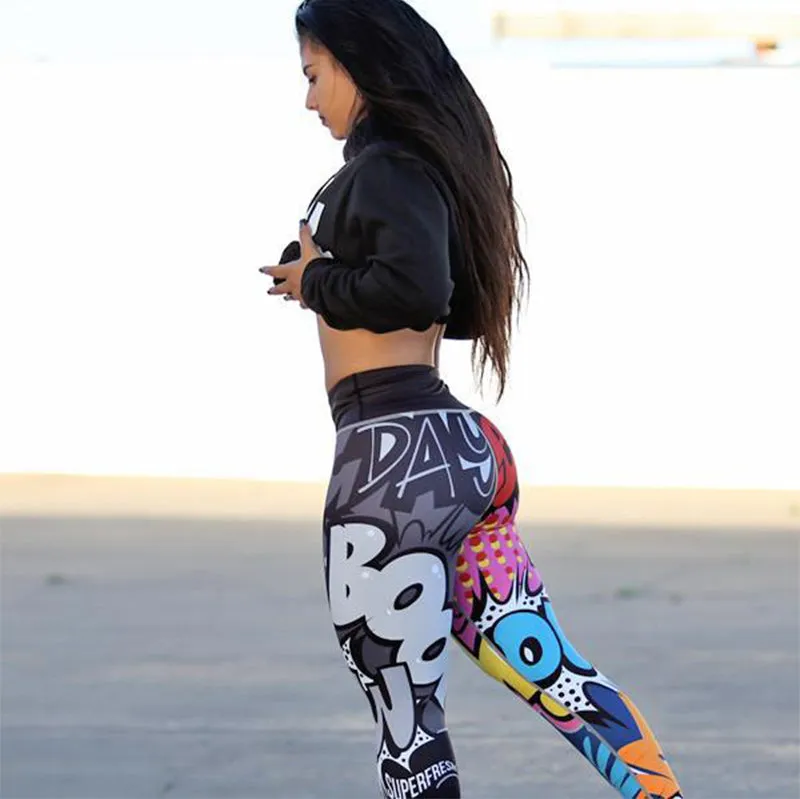 VenusFox Digital Printing High Waist Push Up Fitness Leggings