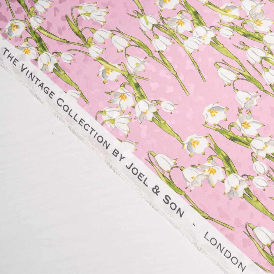 White Snow Drop Printed Candy Pink Silk Jacquard